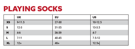 Playing Socks Sizes